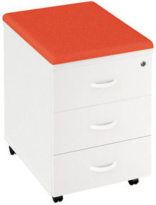 A photo of a low drawer unit on casters